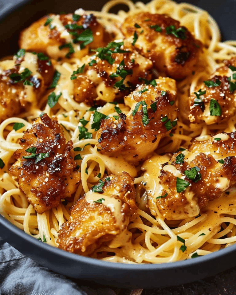 Garlic Butter Chicken Bites with Savory Creamy Parmesan Pasta