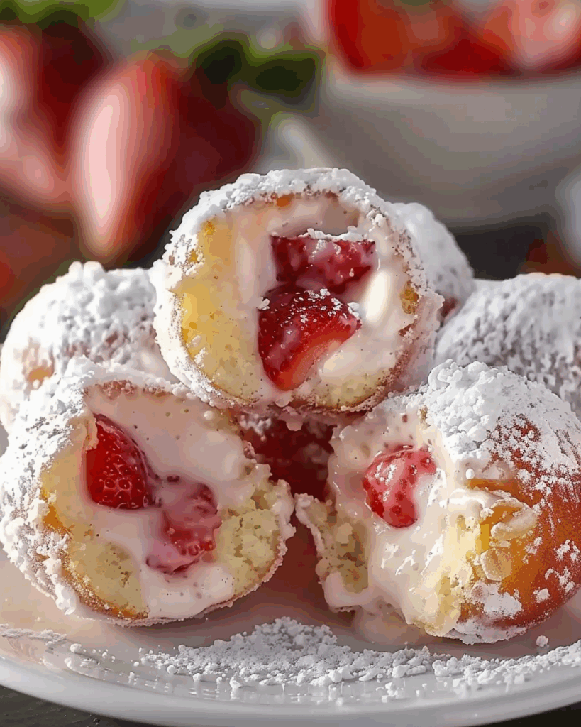 Strawberry Cheesecake Stuffed Donut Holes