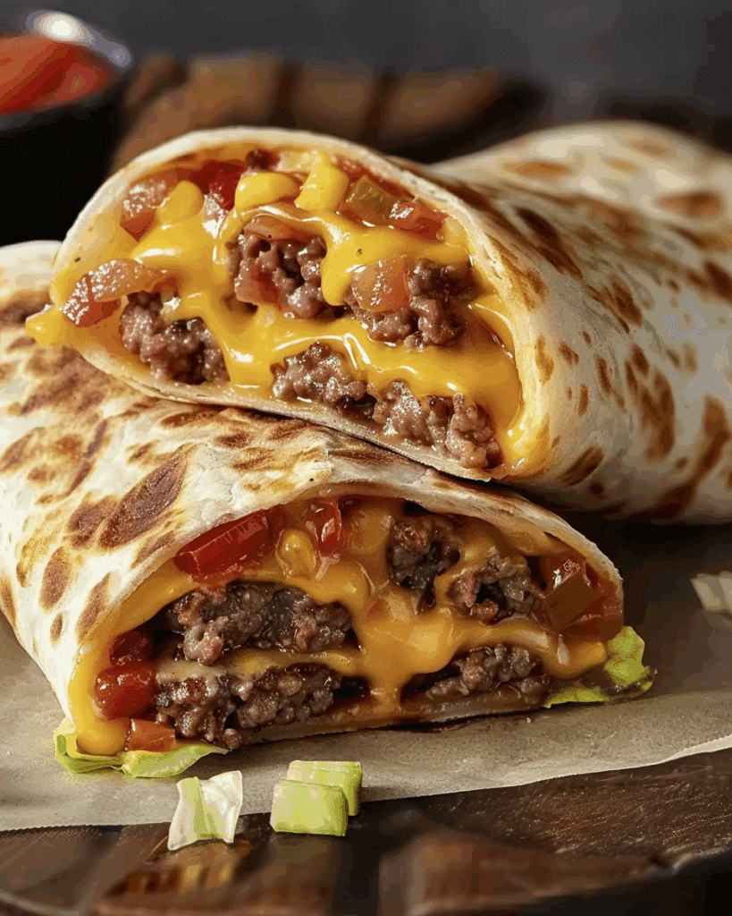 Air Fryer Cheeseburger Wraps