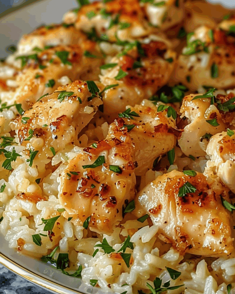 Chicken Scampi with Garlic Parmesan Rice