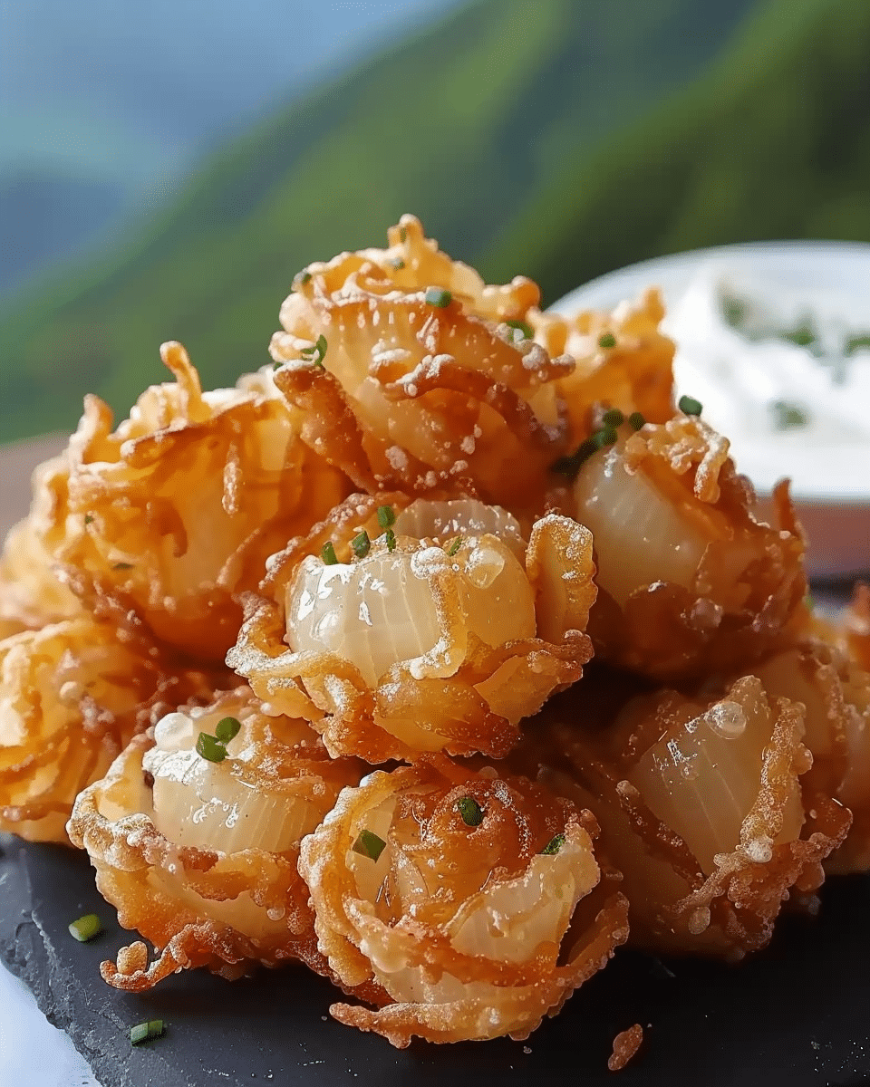 Mini Crispy Blooming Onions with Buttermilk Ranch