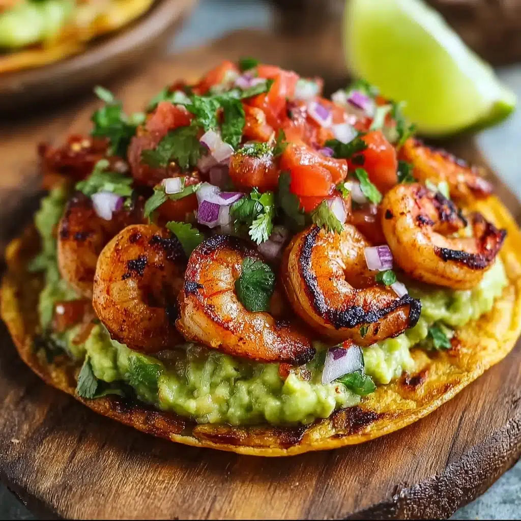 Grilled Shrimp Tostadas with Guacamole & Pico de Gallo Recipe - Recipe Image