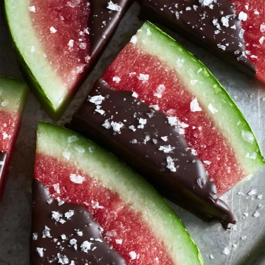 Sea Salt Dark Chocolate Watermelon Slices Recipe 4 Sea Salt Dark Chocolate Watermelon Slices Recipe - Recipe Image