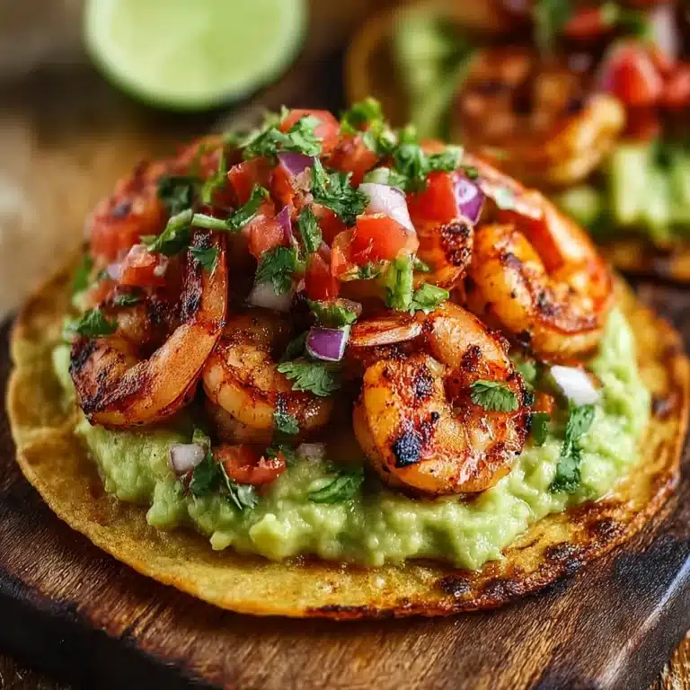 Grilled Shrimp Tostadas with Guacamole & Pico de Gallo Recipe