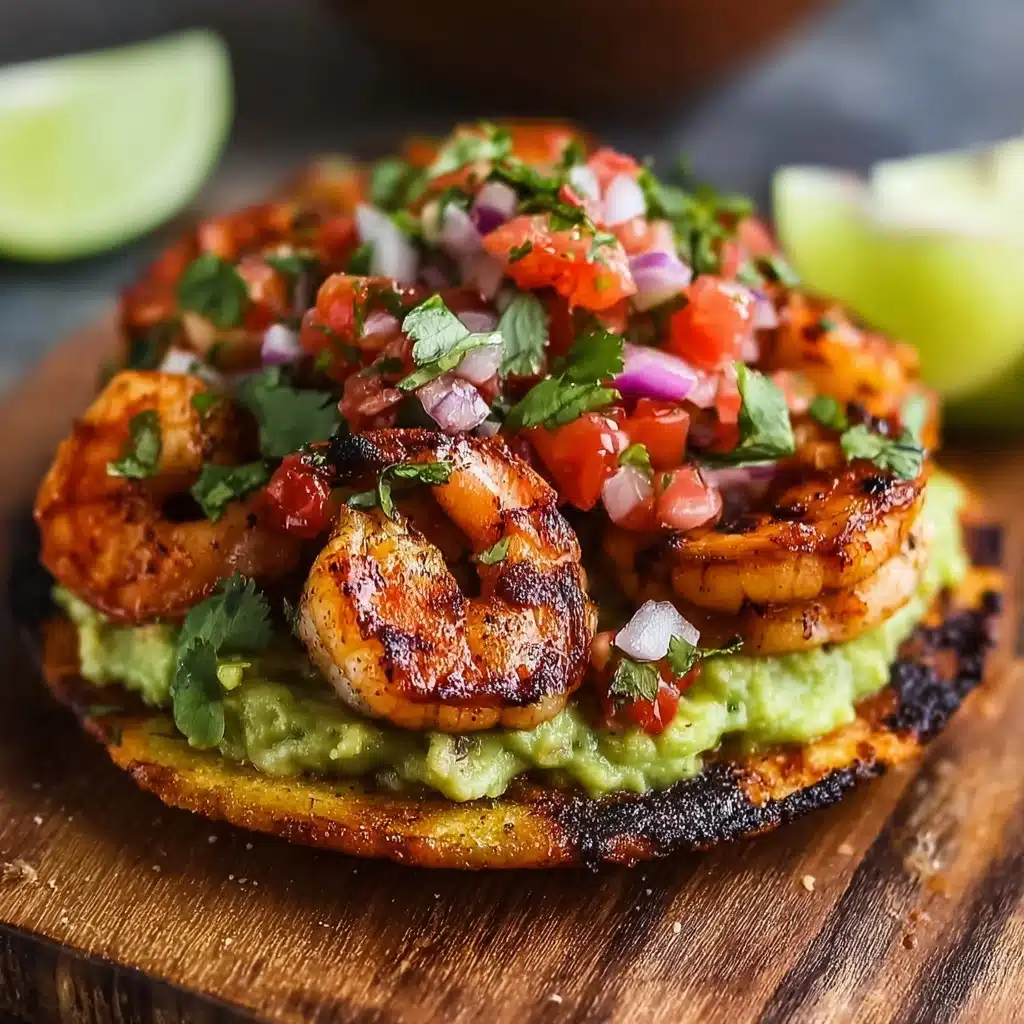 Grilled Shrimp Tostadas with Guacamole & Pico de Gallo Recipe - Recipe Image