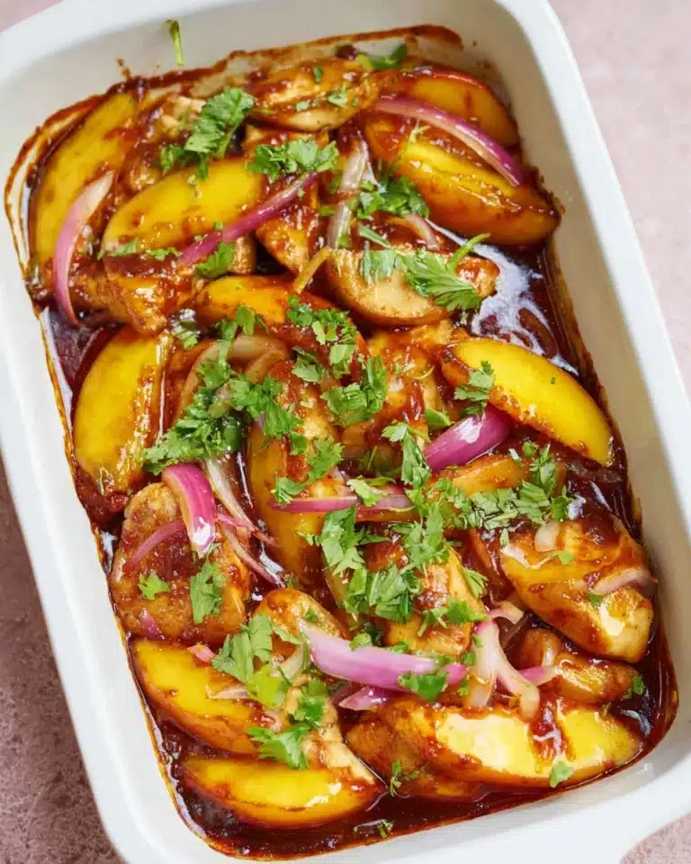 Roasted Peach BBQ Chicken Bake Recipe