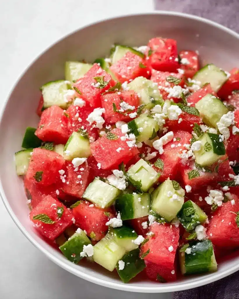 Watermelon Salad with Cucumber and Feta Recipe