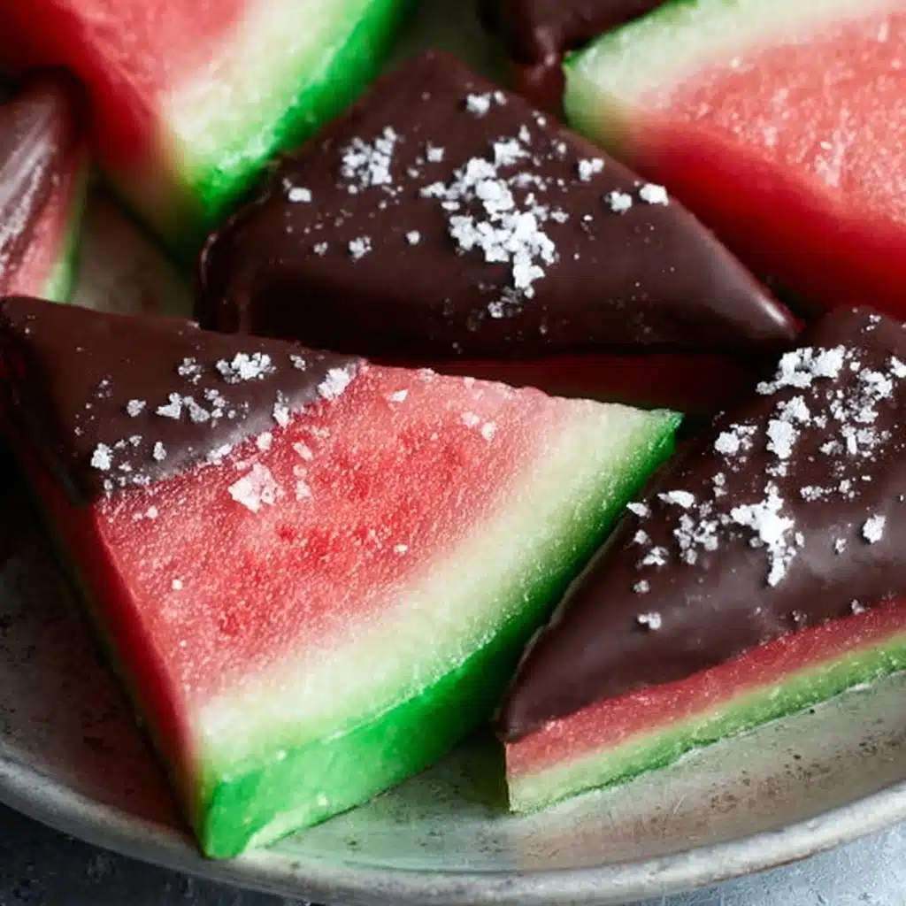 Sea Salt Dark Chocolate Watermelon Slices Recipe 5 Sea Salt Dark Chocolate Watermelon Slices Recipe - Recipe Image