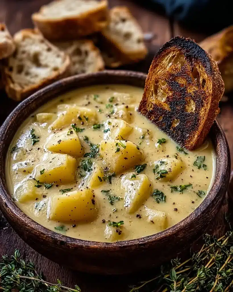 Hearty Cheddar Garlic Herb Potato Soup Recipe