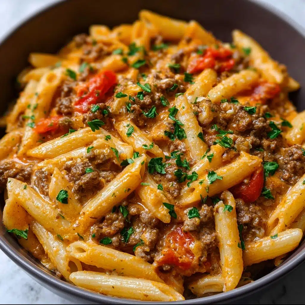 High Protein Creamy Beef Pasta Recipe - Recipe Image