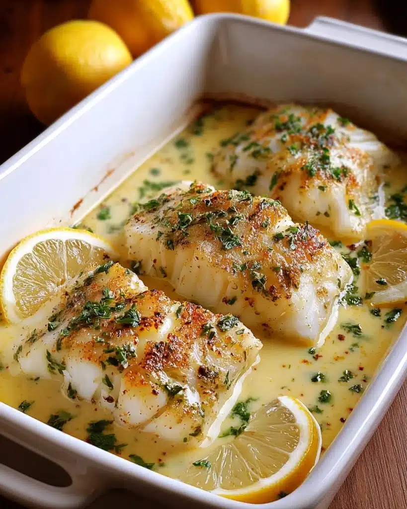 Baked Cod in Coconut Lemon Cream Sauce Recipe