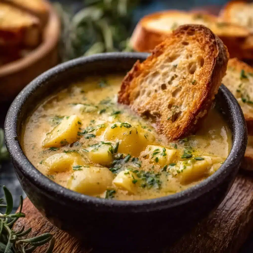 Hearty Cheddar Garlic Herb Potato Soup Recipe - Recipe Image