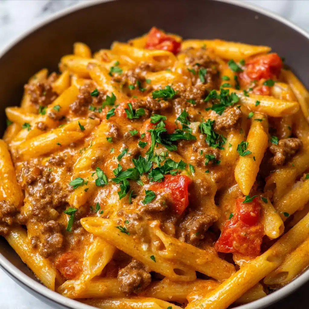 High Protein Creamy Beef Pasta Recipe - Recipe Image