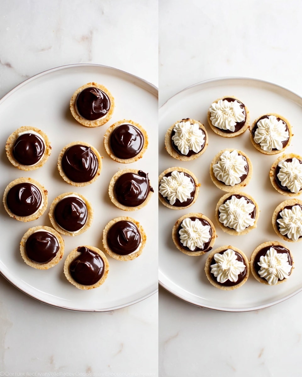 The image shows several clear glass bowls arranged on a white marbled surface. One bowl holds white granulated sugar, another has three bright yellow egg yolks in clear egg whites, and there is a small bowl with a dark brown liquid, likely vanilla extract. A larger bowl contains finely crushed dark brown chocolate cookie crumbs, and a medium bowl has whole chocolate sandwich cookies with cream centers visible from the side. A small glass bowl with a thick white substance sits beside a silver wrapped block of cream cheese. Another small bowl contains white cream or sour cream. All items are neatly spaced and well lit, creating a clean and organized look. Photo taken with an iphone --ar 4:5 --v 7
