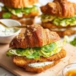 Crispy Chicken Croissant Sandwich with Lemon Dressing and Avocado Recipe