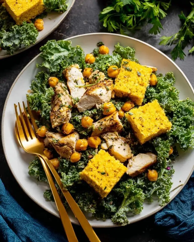 Chicken Caesar Salad with Cornbread Croutons Recipe