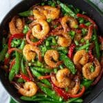 Garlic Ginger Shrimp Stir Fry with Bell Peppers and Snow Peas Recipe