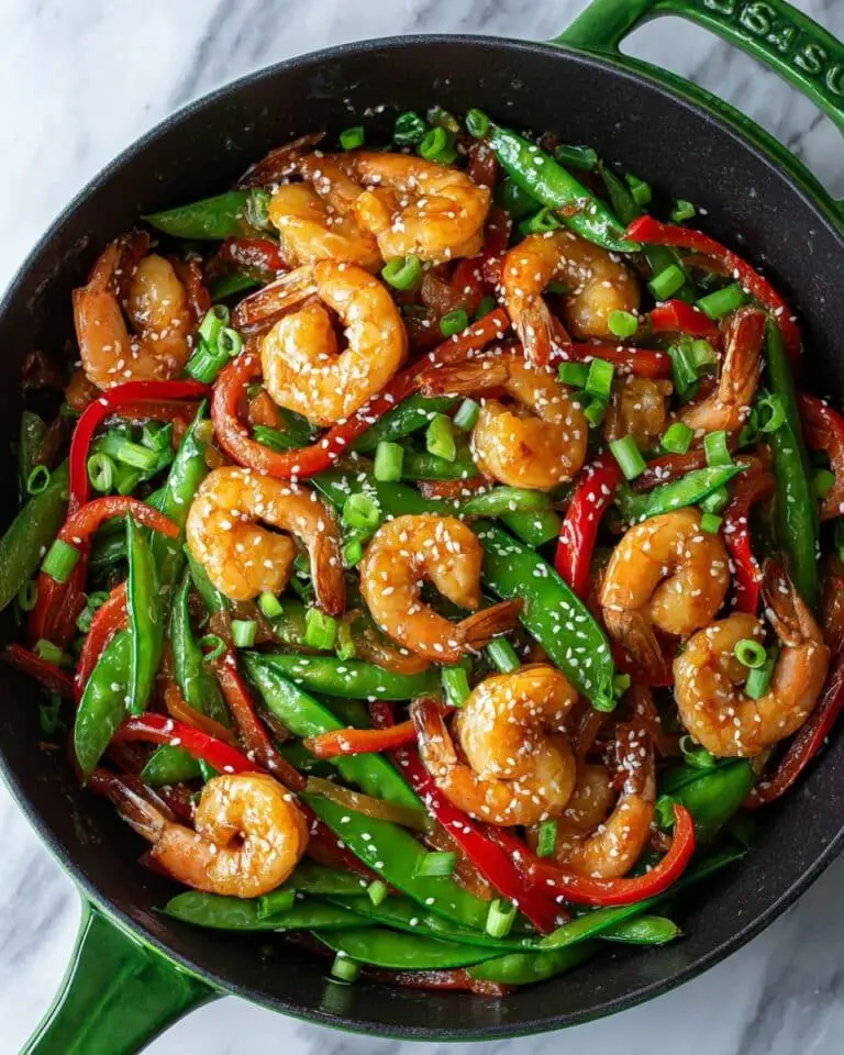 Garlic Ginger Shrimp Stir Fry with Bell Peppers and Snow Peas Recipe