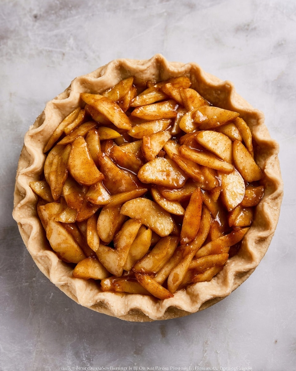 The image shows a round pie with a golden-brown crust that has a rough, uneven surface with some cracks and crimped edges, sitting in a foil-lined dish on a white marbled surface. The second part of the image shows the bottom of a clean, white plate placed on the same surface. The third part features the pie upside down, revealing a red pie pan with a cream-colored circle and letter design, surrounded by crinkled foil. The last part shows the pie flipped onto a white plate, exposing a rich, dark brown bottom crust with a slightly uneven texture and crispy edges against the white marbled surface. photo taken with an iphone --ar 4:5 --v 7