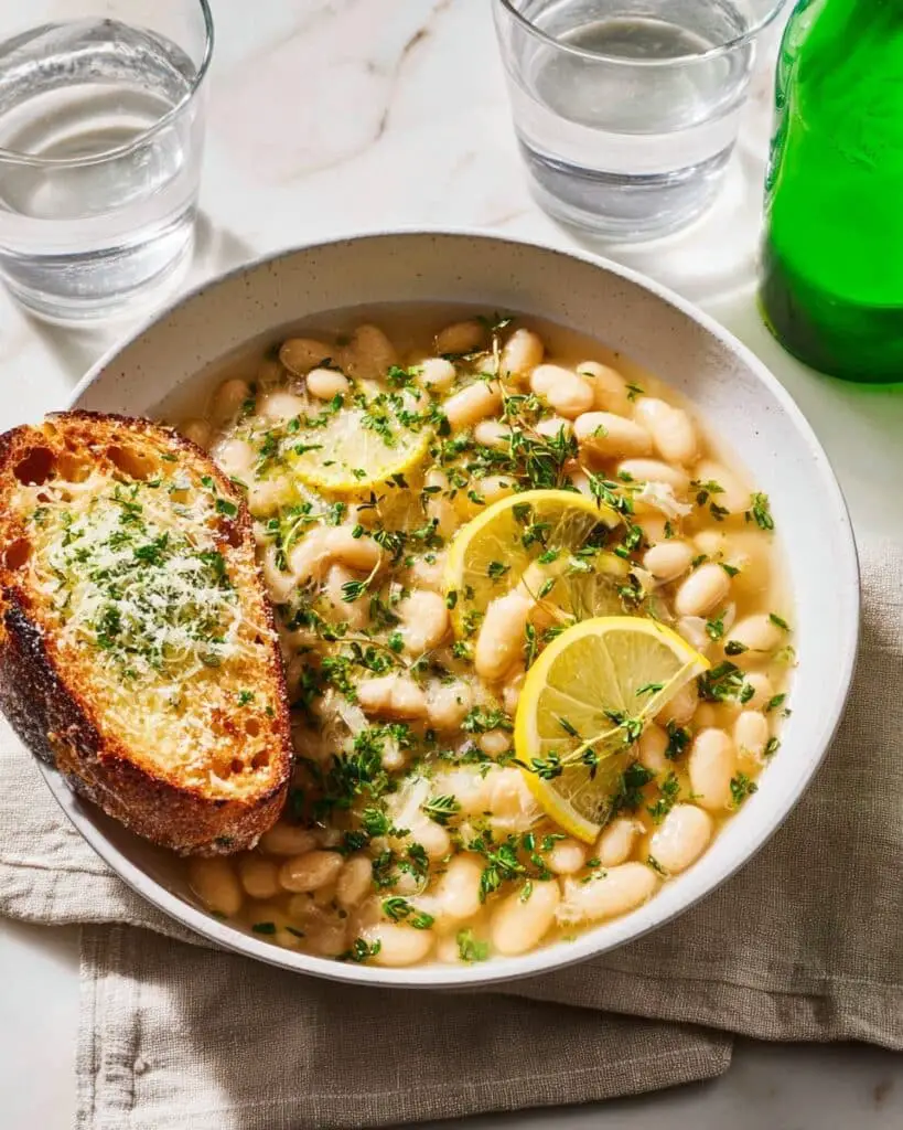 Brothy White Beans with Parmesan & Lemon Recipe