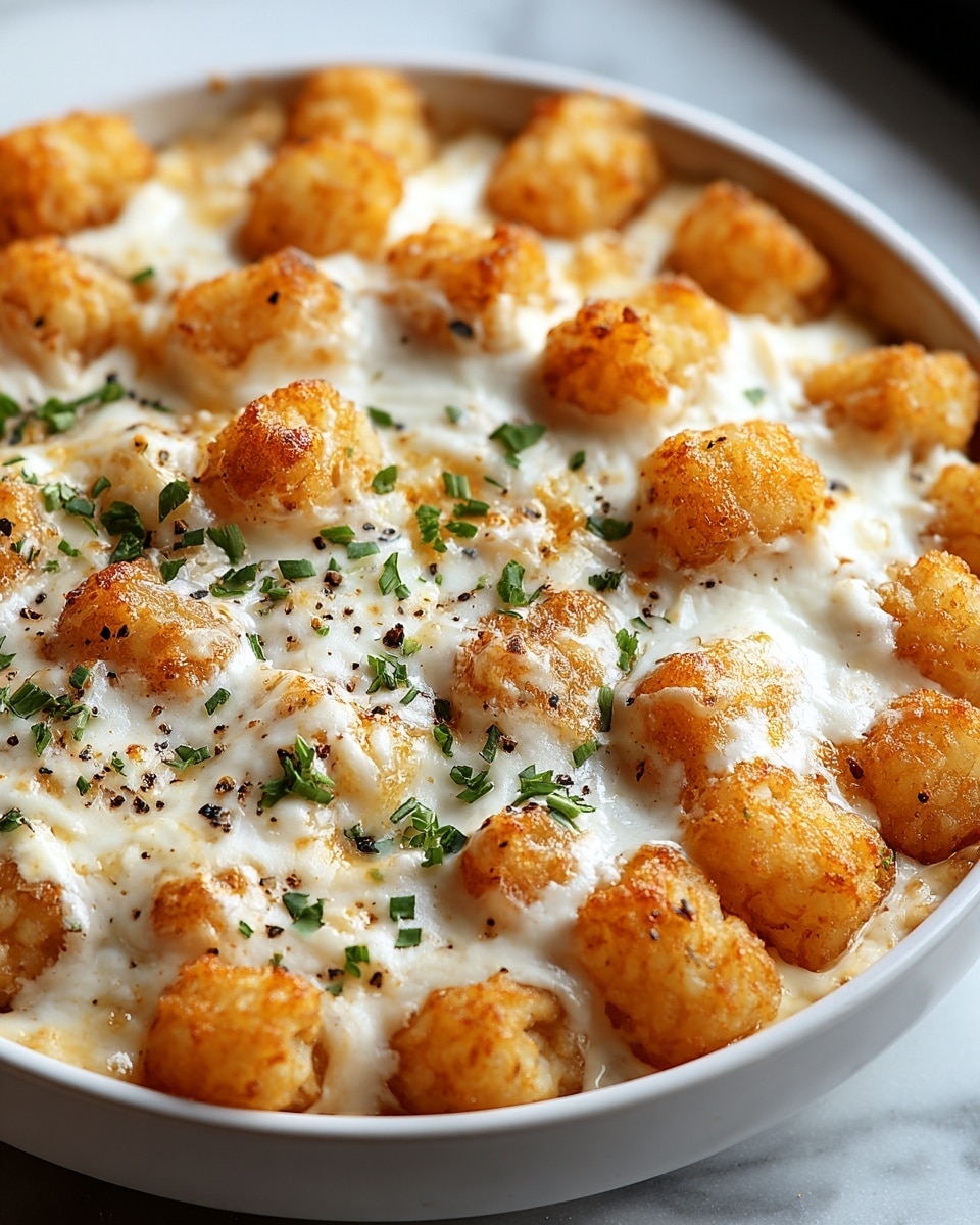 Chicken Alfredo Tater Tot Casserole Recipe - Recipe Image