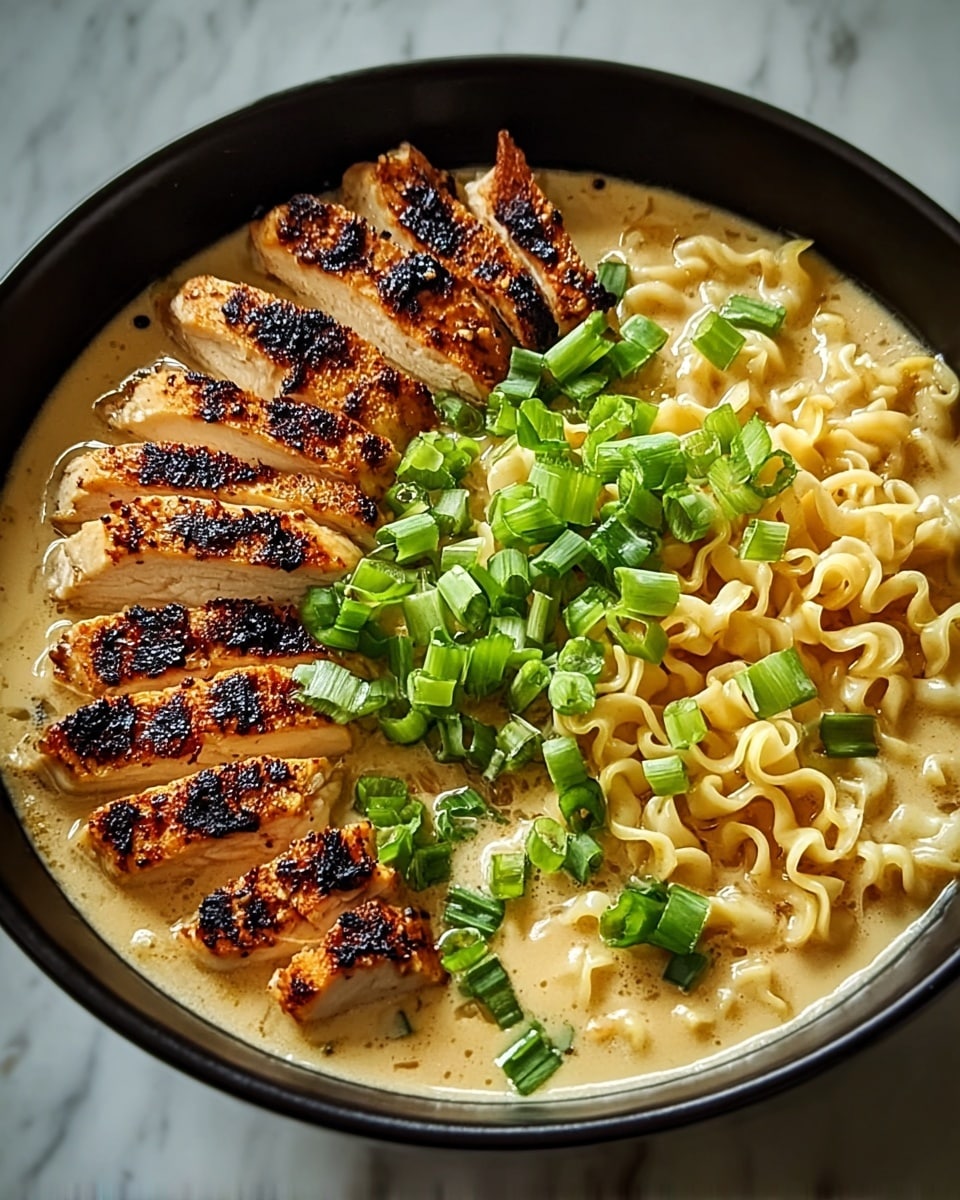 Fiery Chicken Ramen with Creamy Garlic Sauce Recipe - Recipe Image