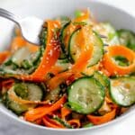 Asian Carrot Cucumber Salad with Sesame Ginger Dressing Recipe