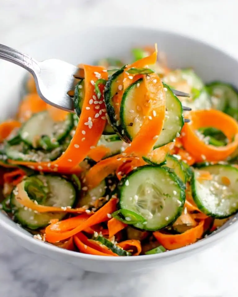 Asian Carrot Cucumber Salad with Sesame Ginger Dressing Recipe