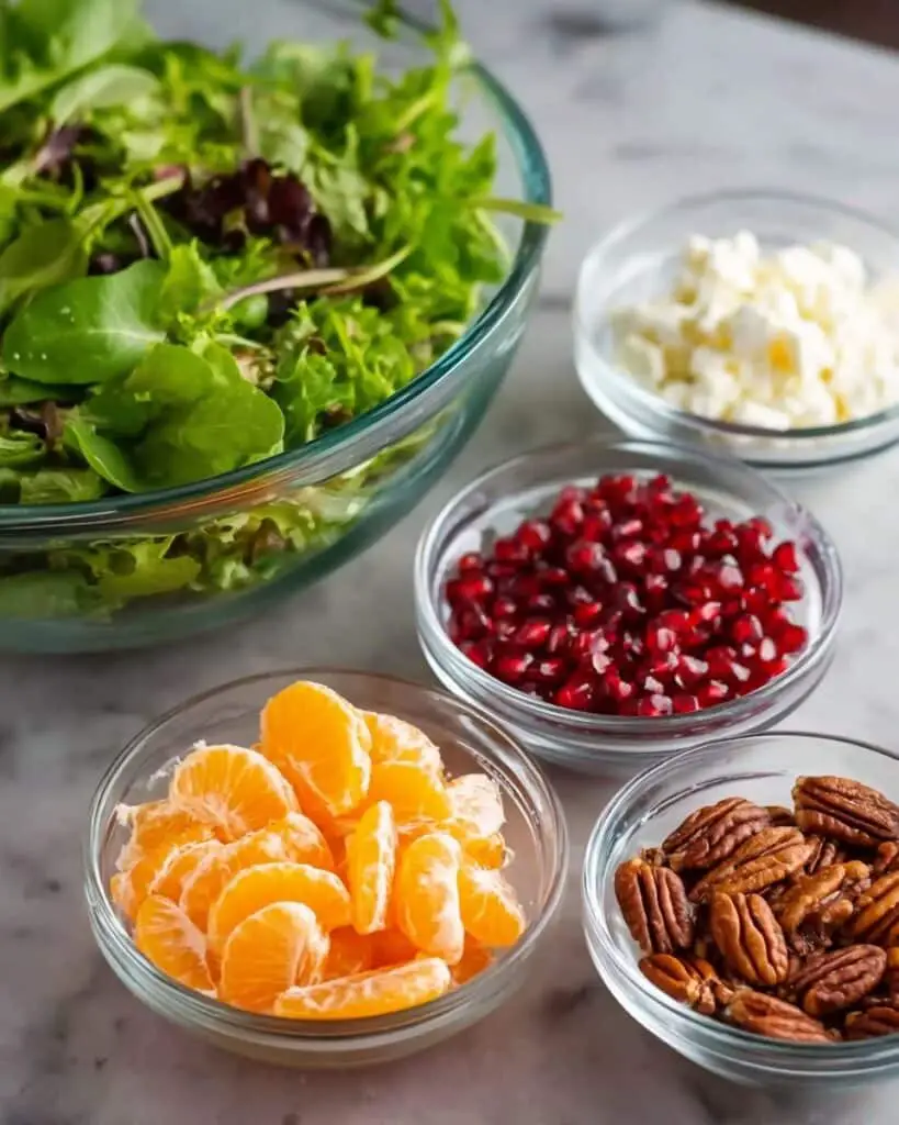 Winter Salad with Oranje Segments, Pomegranate Seeds, Feta, and Candied Pecans Recipe
