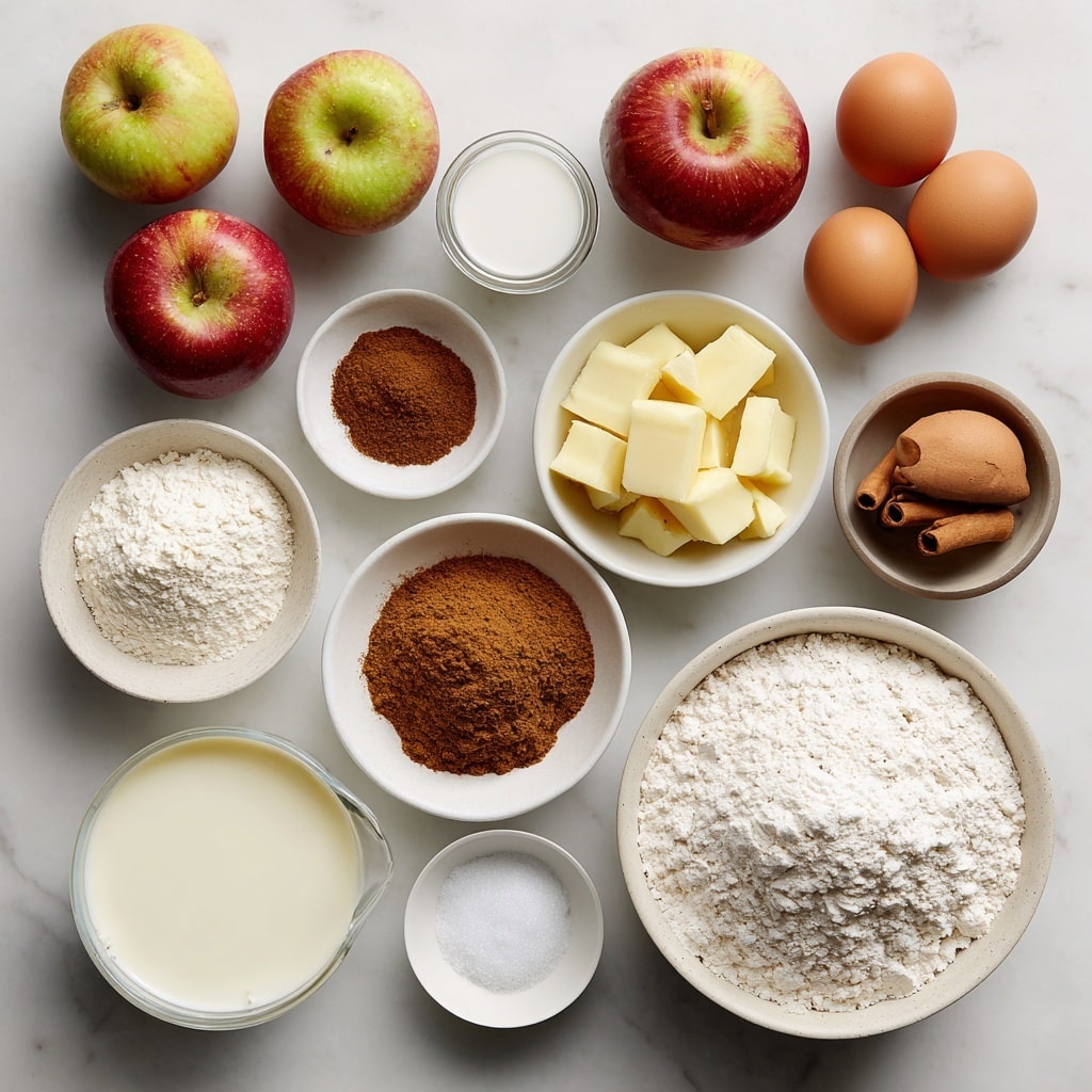 A stack of three golden brown apple fritters sits on a white plate against a white marbled background. Each fritter is thick and uneven, with visible chunks of pale yellow apple embedded throughout. The fritters have a crispy texture with a slightly rough surface, sprinkled with a light dusting of white powdered sugar that contrasts with their warm golden color. The bottom fritter supports the others, showing crisp edges and soft insides. Photo taken with an iphone --ar 4:5 --v 7