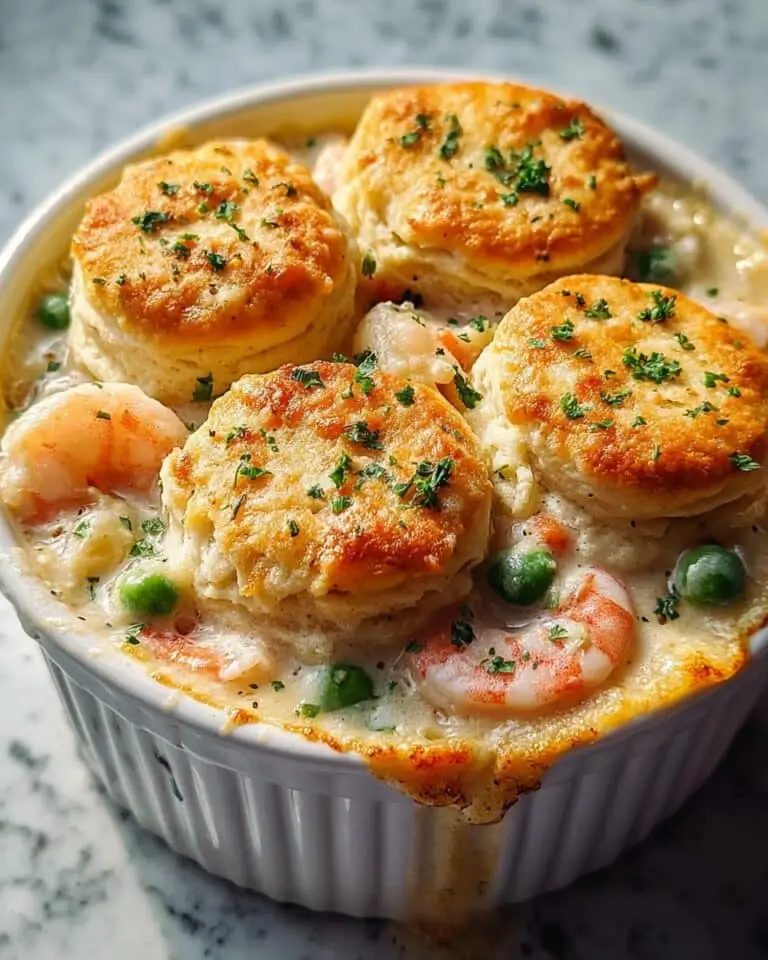 Decadent Shrimp Lobster Cheddar Bay Biscuit Pot Pie Recipe