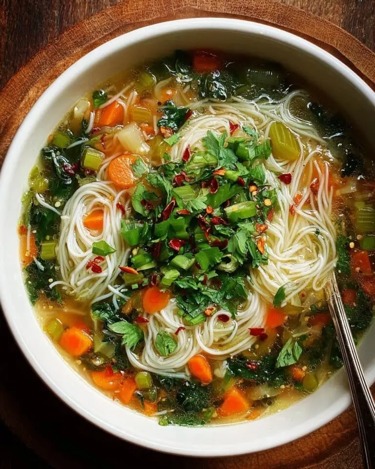 Healing Ginger Garlic Broth with Rice Noodles Recipe