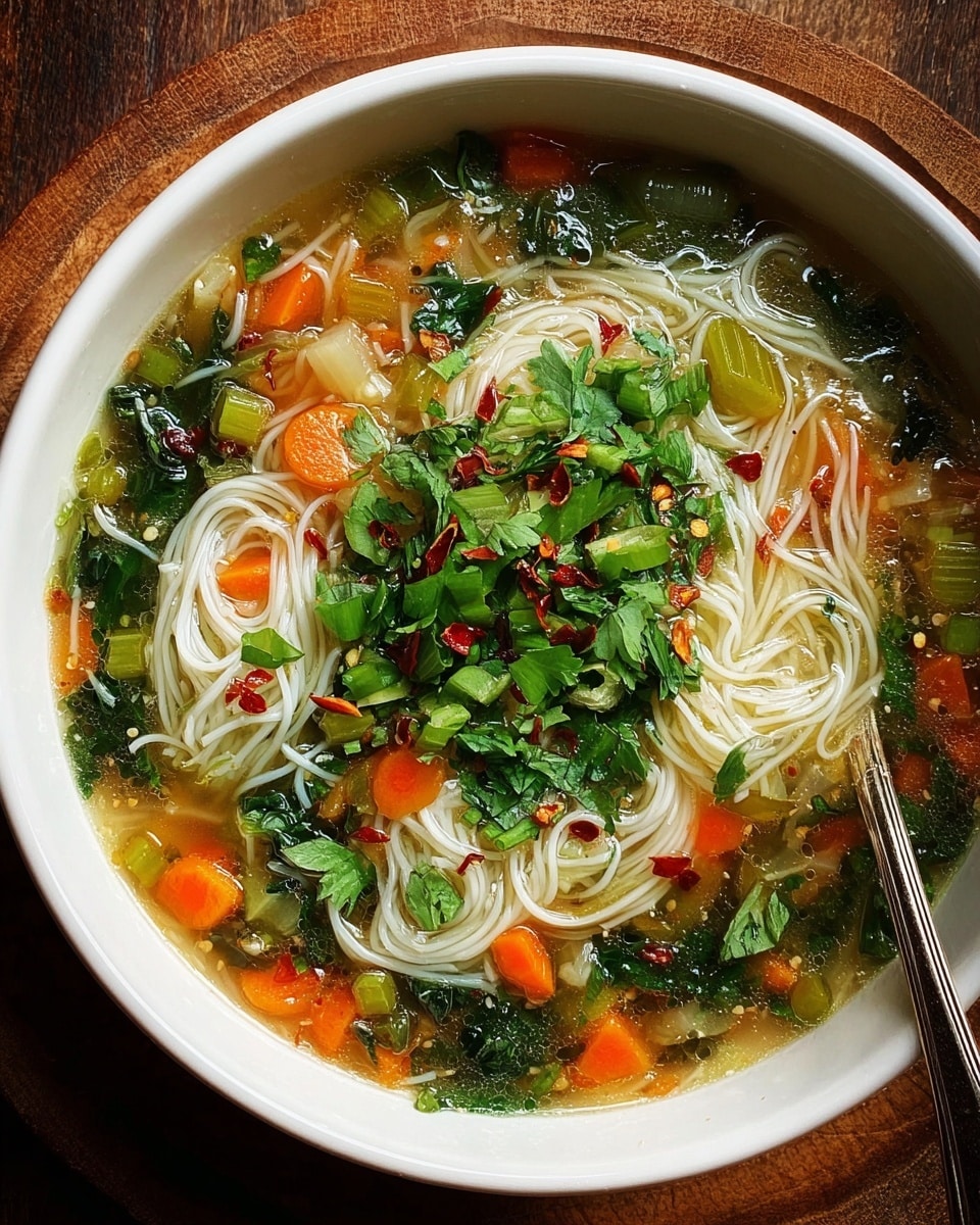 Healing Ginger Garlic Broth with Rice Noodles Recipe