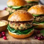 White Cheddar & Spinach Chicken Burgers Recipe