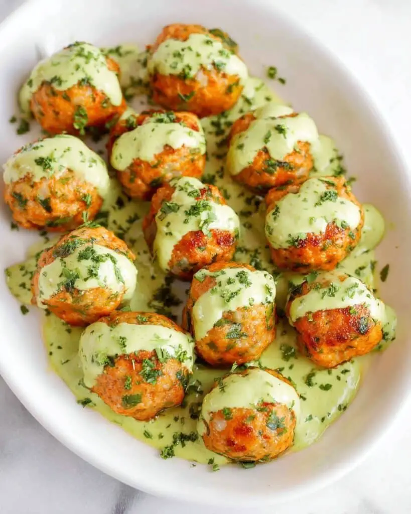 Baked Salmon Meatballs with Creamy Avocado Sauce Recipe