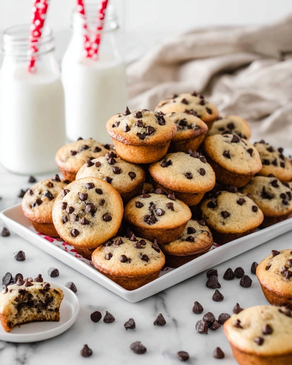 A clear glass bowl sits on a white marbled surface, filled with a creamy light beige batter that looks smooth with some small lumps. On top of the batter, there is a large pile of small, dark brown chocolate chips, covering most of the center area. A wooden spatula with a bright red silicone tip rests on the right side inside the bowl, partially dipped in the batter and chocolate chips. The overall scene shows a mixing stage before combining the chocolate chips into the batter. Photo taken with an iphone --ar 4:5 --v 7