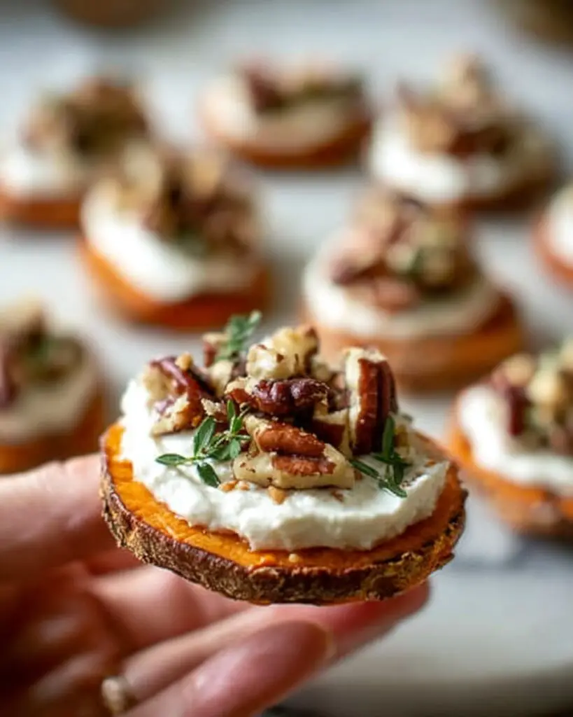 Sweet Potato Slices with Whipped Ricotta, Pecan & Date Topping Recipe