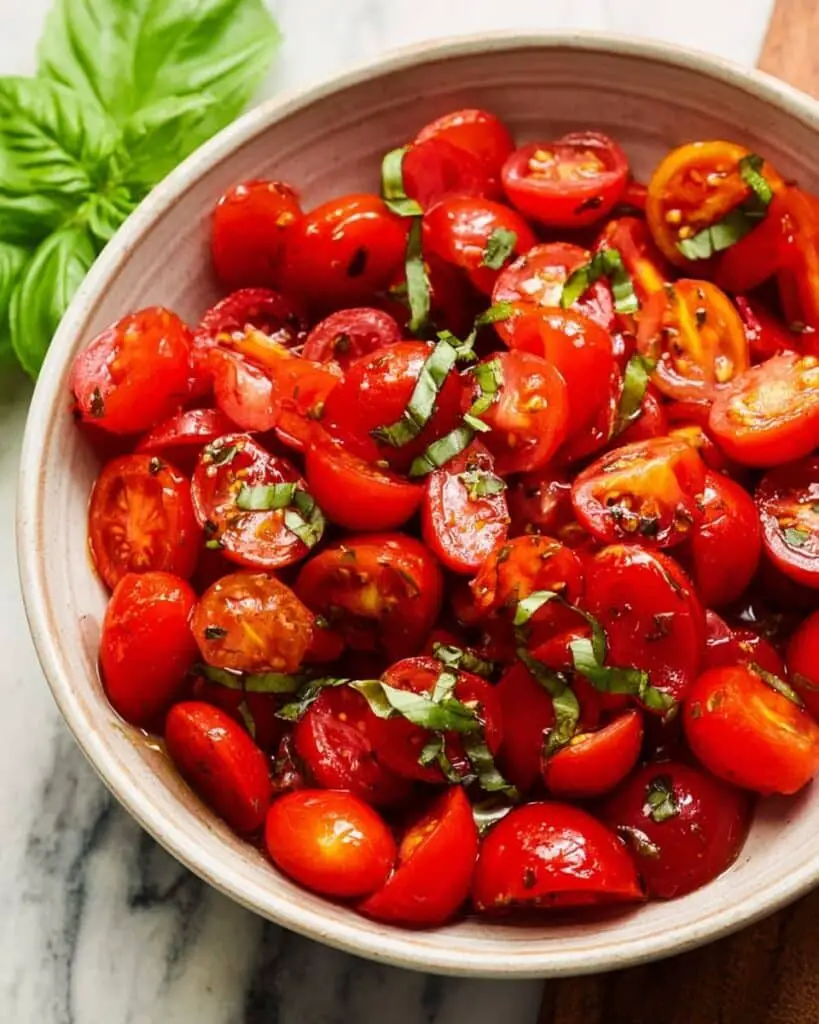 Fresh Cherry Tomato Salad with Basil and Red Wine Vinaigrette Recipe