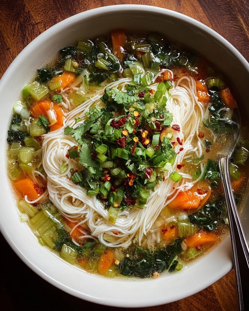 Healing Ginger Garlic Broth with Rice Noodles Recipe - Recipe Image