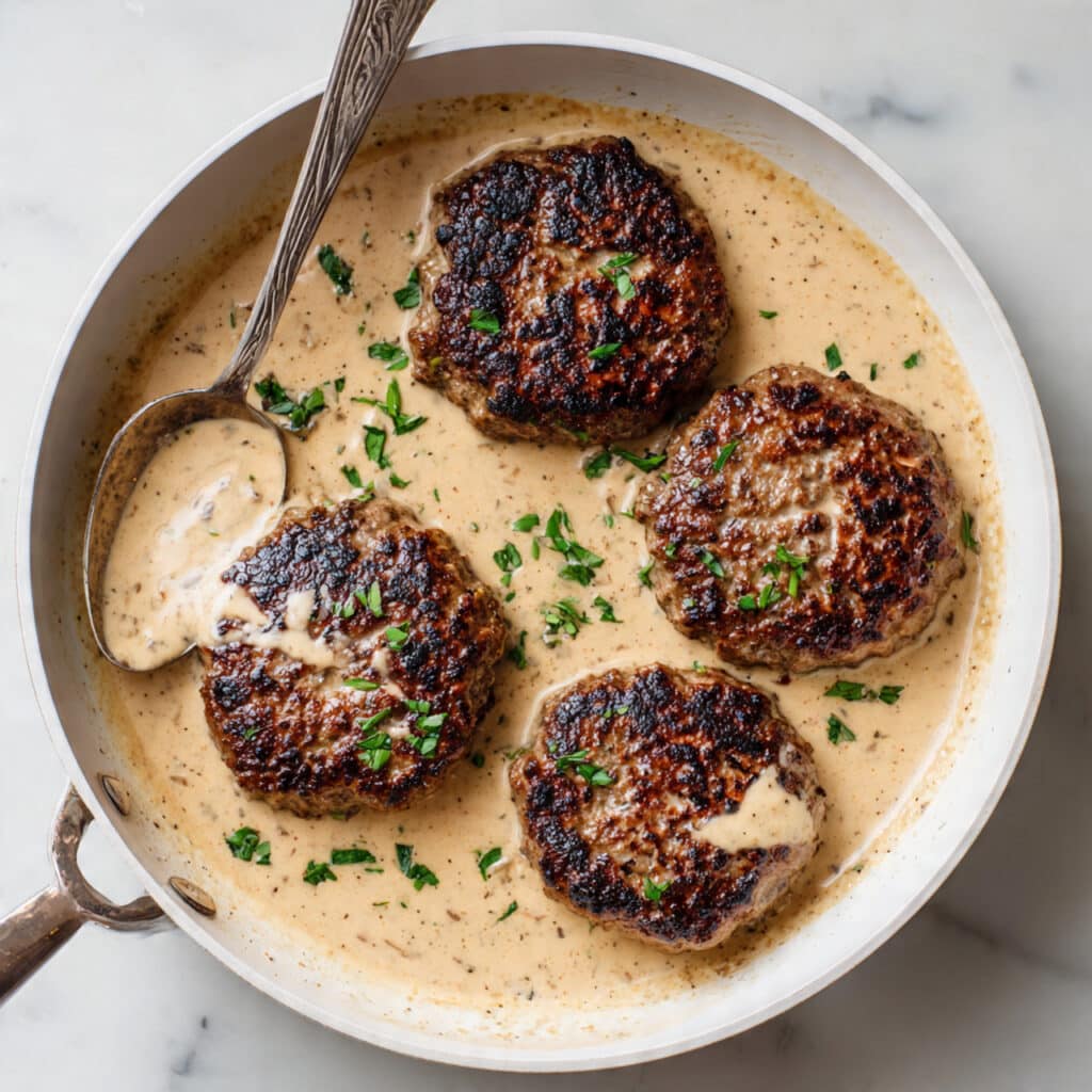 Hamburger Steaks in Creamy Dill Sauce Recipe