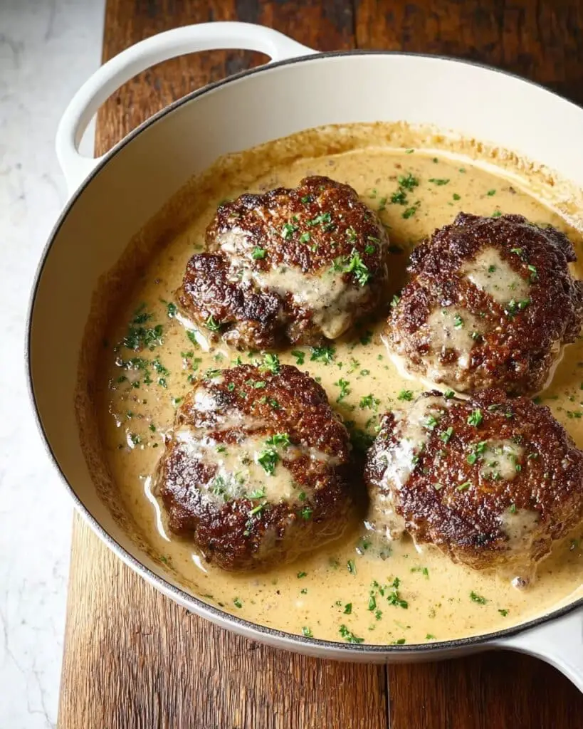 Salisbury Steaks in Horseradish Parmesan Sauce Recipe