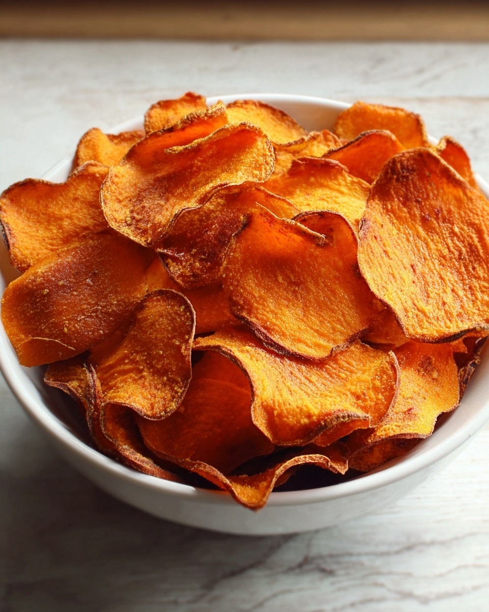 A white bowl filled with many thin, crispy orange chips made from sliced carrots. The chips have some slightly darker brown edges that show they are toasted. The chips fill the bowl and are seen layered, some flat, some curled with a rough, crunchy texture. The bowl sits on a white marbled surface with soft light that highlights the details of the chips. Photo taken with an iphone --ar 4:5 --v 7