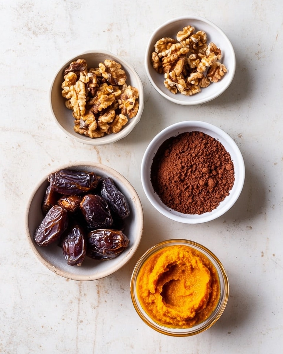 The image shows round chocolate balls coated in light beige crushed nuts. One ball in the center is bitten showing a dark brown, soft, and dense chocolate center with a moist texture. The balls are placed on crumpled white wax paper on a white marbled surface. The background is blurred with several other nut-coated chocolate balls scattered around. The focus is sharp on the bitten ball, highlighting its rich, dark chocolate inside and contrasting nutty outer layer. Photo taken with an iphone --ar 4:5 --v 7