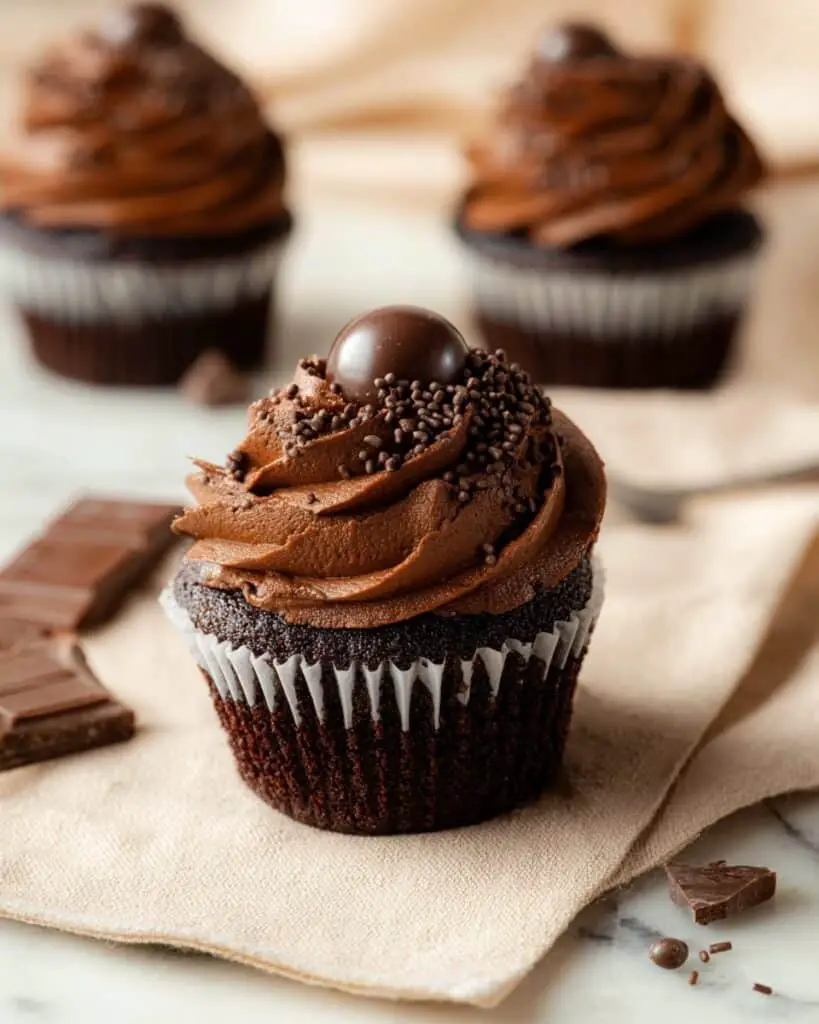 Moist Chocolate Espresso Cupcakes with Easy Whipped Chocolate Ganache Frosting Recipe