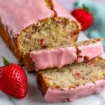Strawberry Banana Bread with Strawberry Glaze Recipe