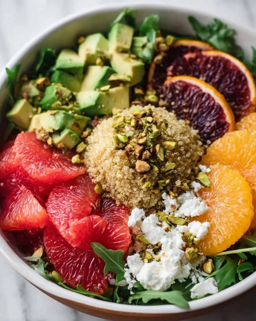 Arugula Quinoa Salad with Citrus, Feta, and Toasted Pistachios Recipe