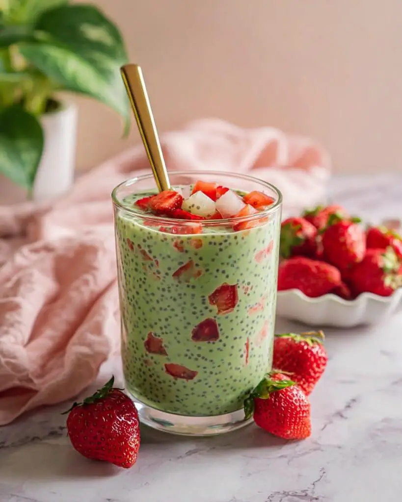 Strawberry Matcha Sago Dessert Recipe