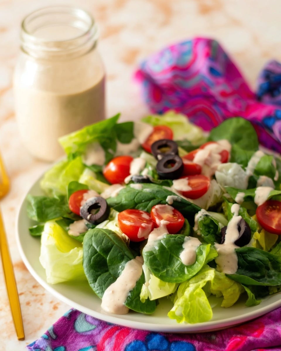 A white, tall glass filled with a creamy white smoothie with small specks, showing a thick texture. In the background, on a white marbled surface, there is a white bowl filled with a colorful salad made of green lettuce leaves, red tomato pieces, and slices of black olives, all mixed together. The overall look is fresh and light, with the smoothie as the main focus in the foreground. Photo taken with an iphone --ar 4:5 --v 7