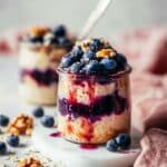Protein Overnight Oats with Blueberries, Nuts, and Plant-Based Protein Recipe