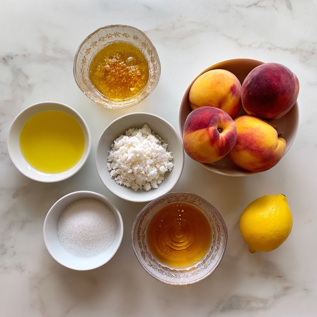 A rectangular orange baking dish holds an even layer of smooth orange peach mixture with a soft texture. On top of the mixture, there are five peach slices arranged loosely. A silver metal ice cream scoop with a small scoop of the peach mixture inside rests in the dish. The scoop is positioned near the middle. The peach slices have a bright orange color with a slightly glossy surface. The dish is set on a white marbled background. photo taken with an iphone --ar 4:5 --v 7